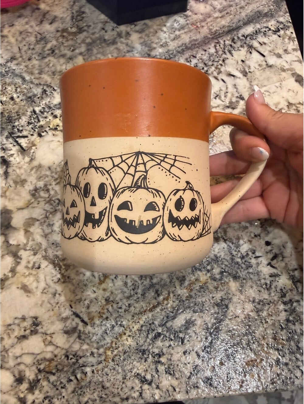 Eli + Ana Brixton Halloween Ceramic Mug with Jack-o'-Lantern Design